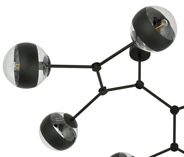 Plafoniera Minimal Selene Acciaio Nero 6 Luci E14