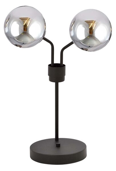 Lampada Da Tavolo Moderna Themis Acciaio Nero Grigio 2 Luci E14