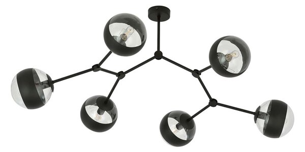 Plafoniera Minimal Selene Acciaio Nero 6 Luci E14
