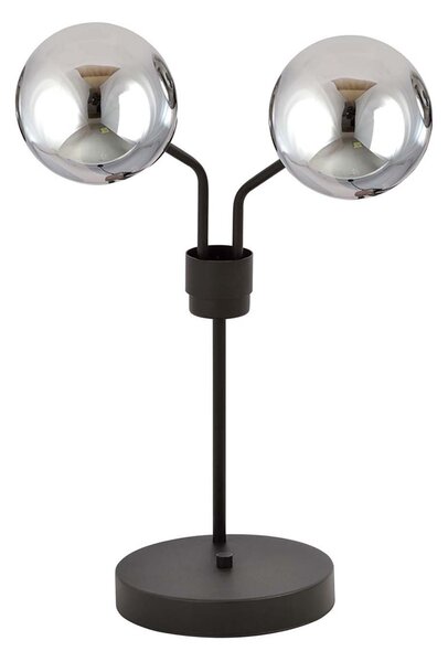 Lampada Da Tavolo Moderna Themis Acciaio Nero Grigio 2 Luci E14