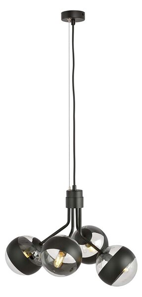 Lampadario Contemporaneo Themis Acciaio Nero 4 Luci E14