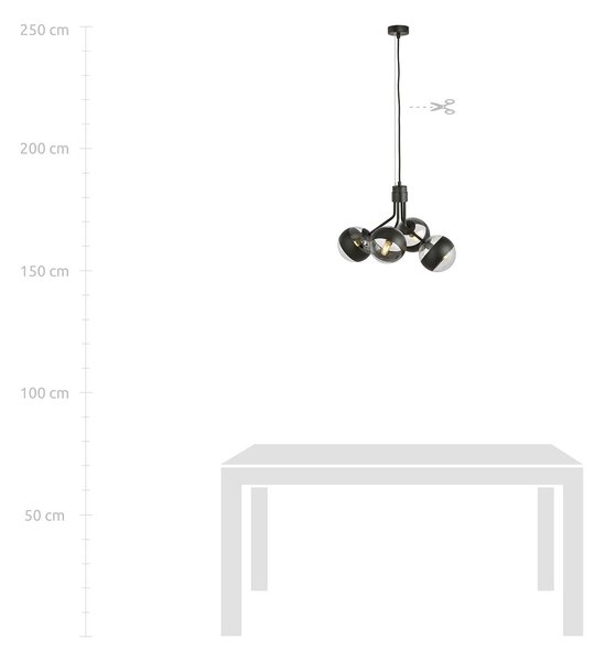 Lampadario Contemporaneo Themis Acciaio Nero 4 Luci E14