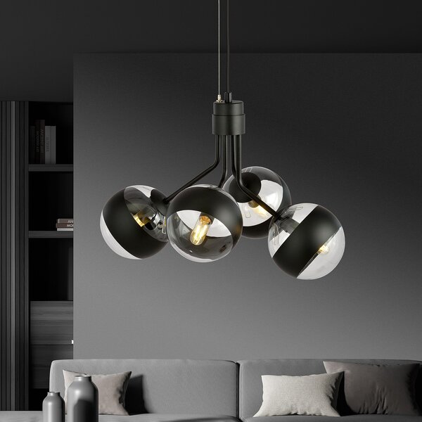 Lampadario Contemporaneo Themis Acciaio Nero 4 Luci E14