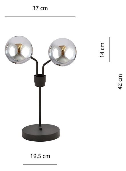 Lampada Da Tavolo Moderna Themis Acciaio Nero Grigio 2 Luci E14
