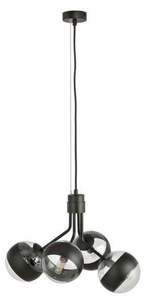 Lampadario Contemporaneo Themis Acciaio Nero 4 Luci E14