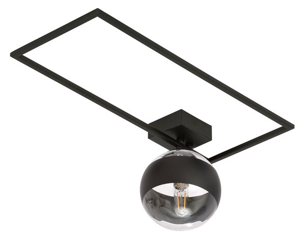 Plafoniera Moderna Perseo Acciaio Nero Trasparente Mod1 1 Luce E14