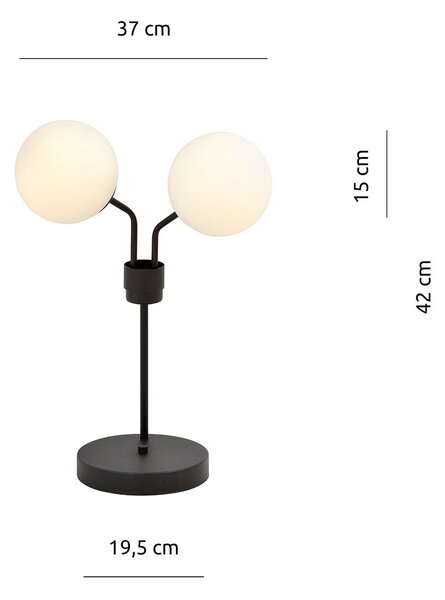 Lampada Da Tavolo Moderna Themis Acciaio Nero 2 Luci E14