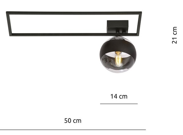 Plafoniera Moderna Perseo Acciaio Nero Trasparente Mod1 1 Luce E14