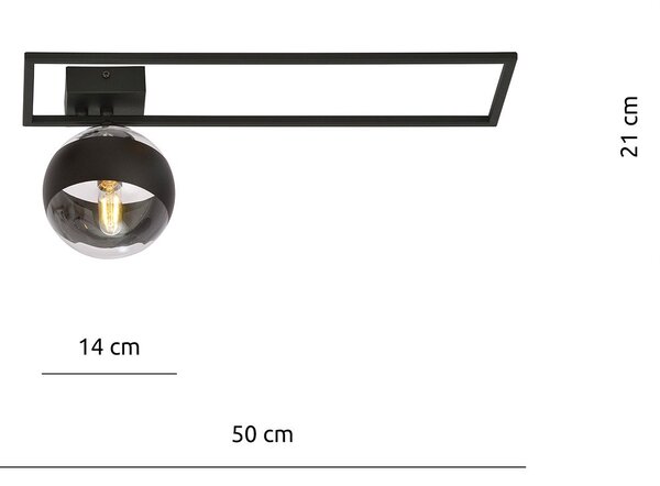 Plafoniera Moderna Perseo Acciaio Nero Trasparente Mod2 1 Luce E14