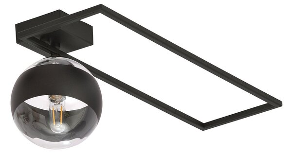 Plafoniera Moderna Perseo Acciaio Nero Trasparente Mod2 1 Luce E14
