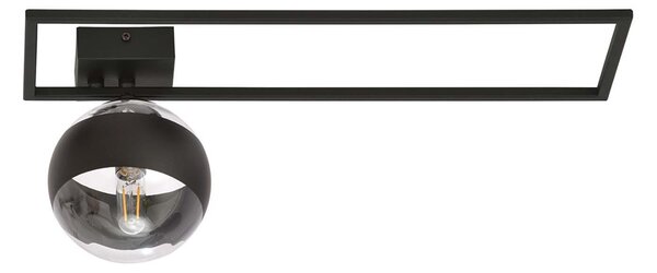 Plafoniera Moderna Perseo Acciaio Nero Trasparente Mod2 1 Luce E14