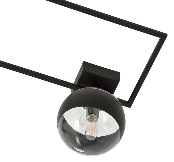 Plafoniera Moderna Perseo Acciaio Nero Trasparente Mod1 1 Luce E14