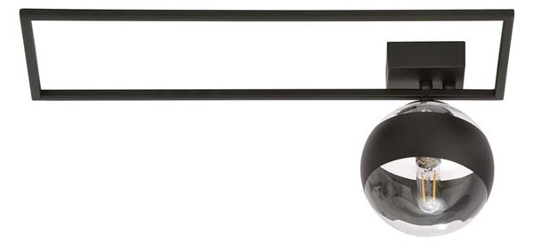 Plafoniera Moderna Perseo Acciaio Nero Trasparente Mod1 1 Luce E14