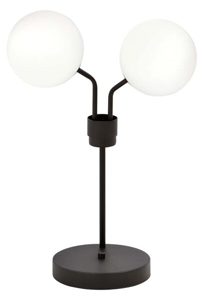 Lampada Da Tavolo Moderna Themis Acciaio Nero 2 Luci E14