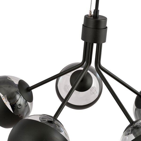 Lampadario Contemporaneo Themis Acciaio Nero 5 Luci E14