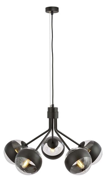 Lampadario Contemporaneo Themis Acciaio Nero 5 Luci E14