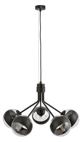 Lampadario Contemporaneo Themis Acciaio Nero 5 Luci E14