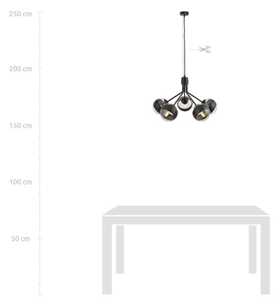 Lampadario Contemporaneo Themis Acciaio Nero 5 Luci E14