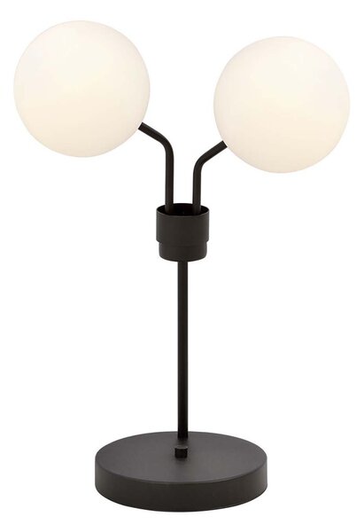 Lampada Da Tavolo Moderna Themis Acciaio Nero 2 Luci E14