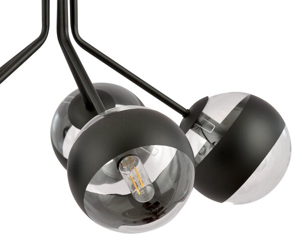 Lampadario Contemporaneo Themis Acciaio Nero 5 Luci E14