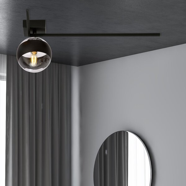 Plafoniera Moderna Perseo Acciaio Nero Mod6 1 Luce E14