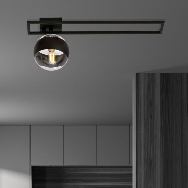 Plafoniera Moderna Perseo Acciaio Nero Mod3 1 Luce E14