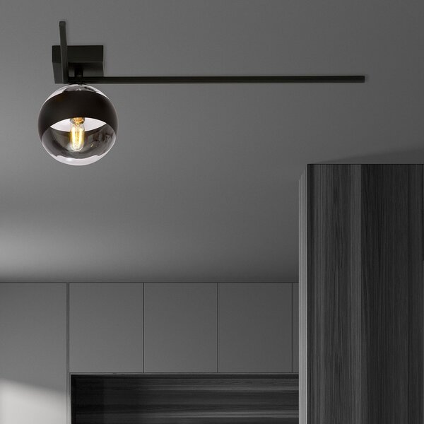 Plafoniera Moderna Perseo Acciaio Nero Mod6 1 Luce E14