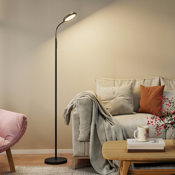 HOMCOM Lampada da Terra LED con Telecomando, Testa Girevole, Regolazione Luminosità e Temperatura, Nero | Aosom Italy