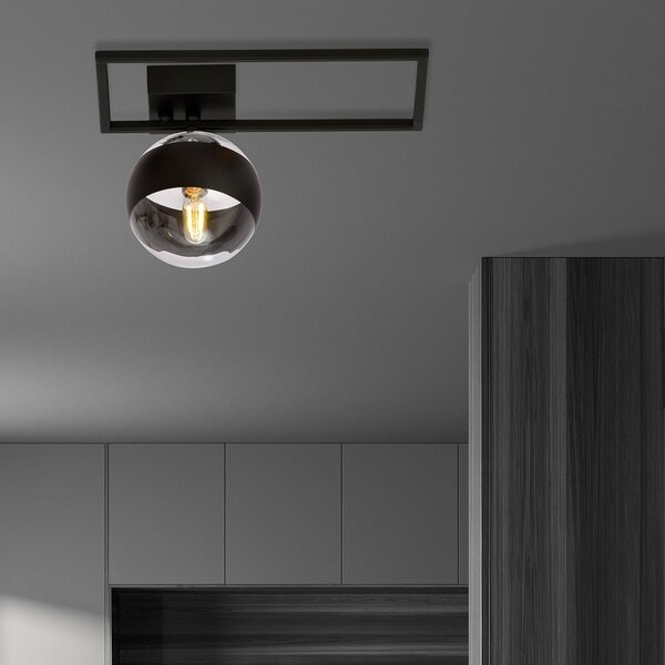 Plafoniera Moderna Perseo Acciaio Nero Mod4 1 Luce E14