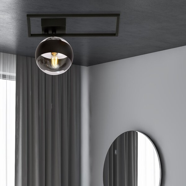 Plafoniera Moderna Perseo Acciaio Nero Mod4 1 Luce E14