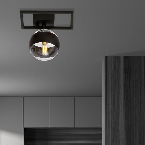 Plafoniera Moderna Perseo Acciaio Nero Mod5 Luce E14