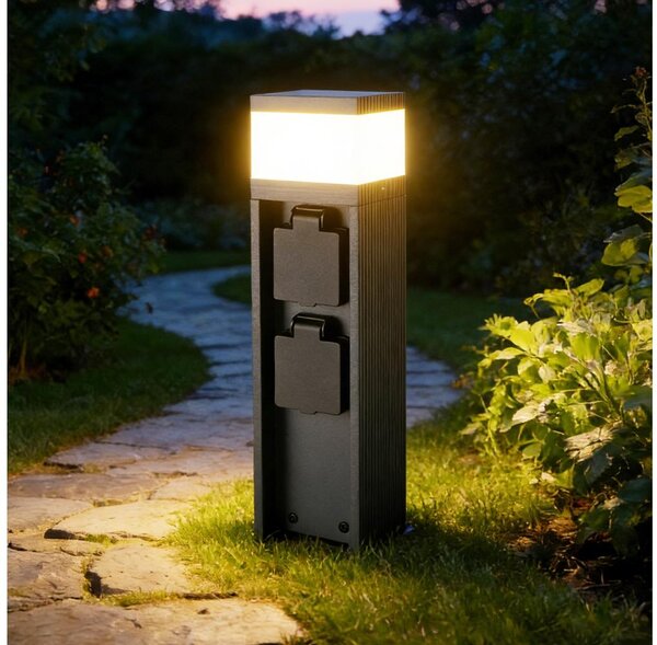 Brilagi -Lampada da esterno con 2 prese SCHUKO PILLAR 1xG9/11W/230V IP44 antracite