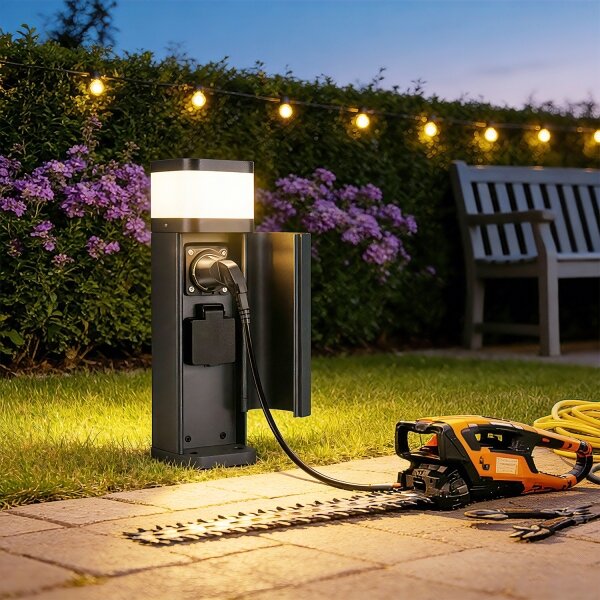 Brilagi - Lampada da esterno con 2 prese SCHUKO PILLAR 1xG9/11W/230V IP44 antracite