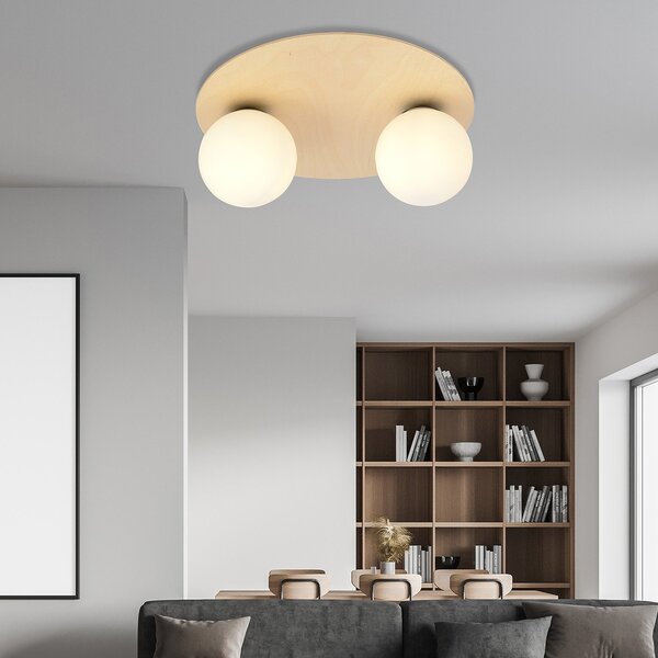 Plafoniera Minimal Chelys Acciaio Marrone 2 Luci E14