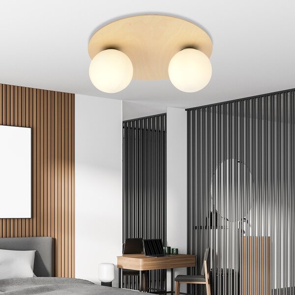Plafoniera Minimal Chelys Acciaio Marrone 2 Luci E14