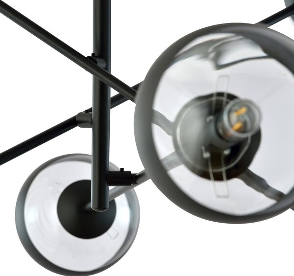 Lampadario Contemporaneo Udden Acciaio Nero 6 Luci E14