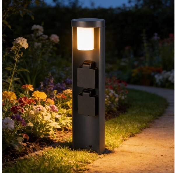 Brilagi - Lampada da esterno con 2 prese SCHUKO PILLAR 1xG9/11W/230V IP44 antracite