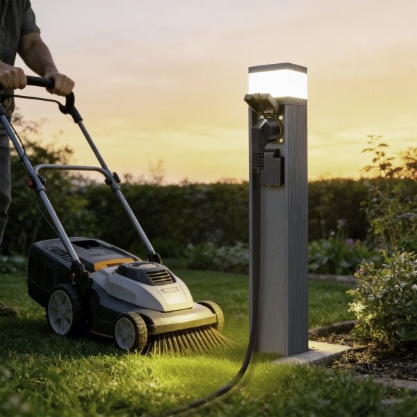 Brilagi - PILLAR, lampada da esterno con 2 prese SCHUKO, 1xG9/11W/230V, IP44, antracite