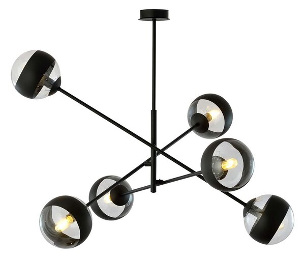 Lampadario Contemporaneo Udden Acciaio Nero 6 Luci E14