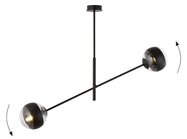 Lampadario Contemporaneo Udden Acciaio Nero 2 Luci E14