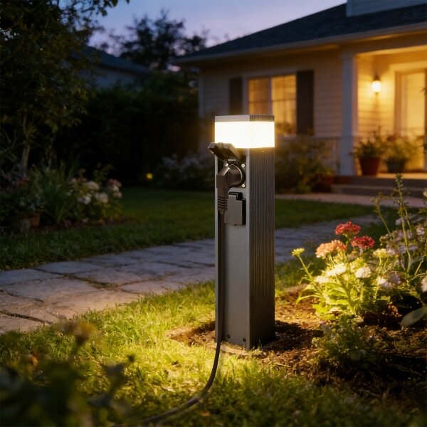 Brilagi - PILLAR, lampada da esterno con 2 prese SCHUKO, 1xG9/11W/230V, IP44, antracite