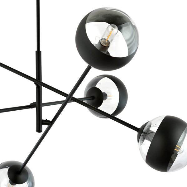 Lampadario Contemporaneo Udden Acciaio Nero 6 Luci E14
