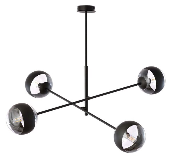 Lampadario Contemporaneo Udden Acciaio Nero 4 Luci E14