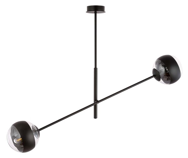 Lampadario Contemporaneo Udden Acciaio Nero 2 Luci E14