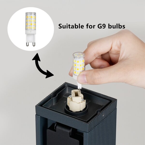 Brilagi - PILLAR, lampada da esterno con 2 prese SCHUKO, 1xG9/11W/230V, IP44, antracite
