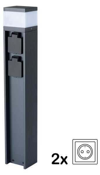 Brilagi - PILLAR, lampada da esterno con 2 prese SCHUKO, 1xG9/11W/230V, IP44, antracite