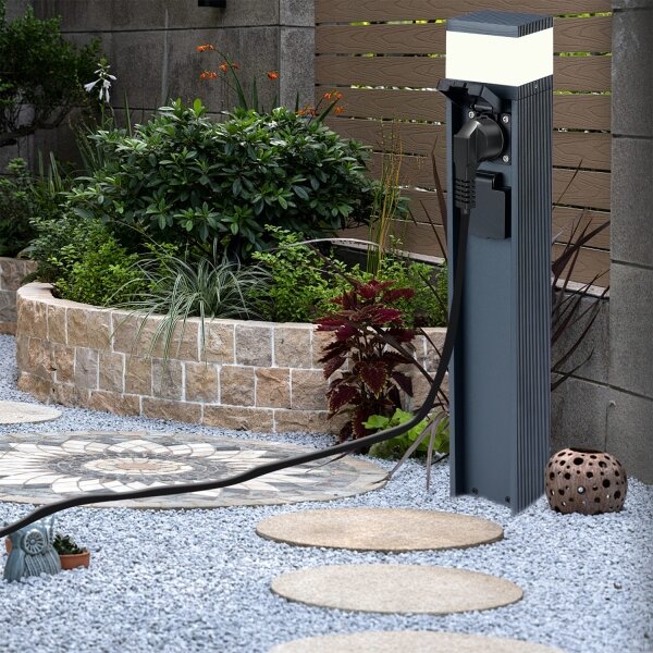 Brilagi - PILLAR, lampada da esterno con 2 prese SCHUKO, 1xG9/11W/230V, IP44, antracite