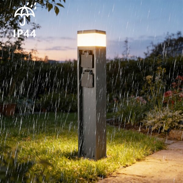 Brilagi - PILLAR, lampada da esterno con 2 prese SCHUKO, 1xG9/11W/230V, IP44, antracite
