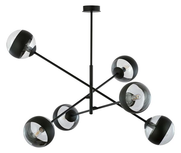 Lampadario Contemporaneo Udden Acciaio Nero 6 Luci E14