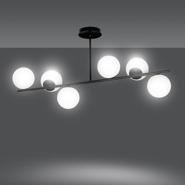 Plafoniera Contemporaneo Mahadeva Acciaio Nero 6 Luci E14